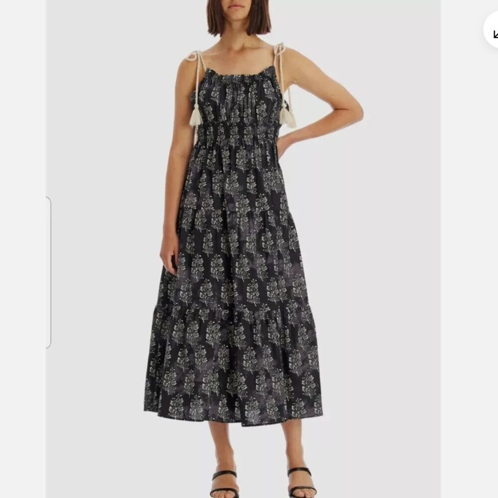 Moon River Women's Printed Woven Dress with Strap Tie Sz M NWT